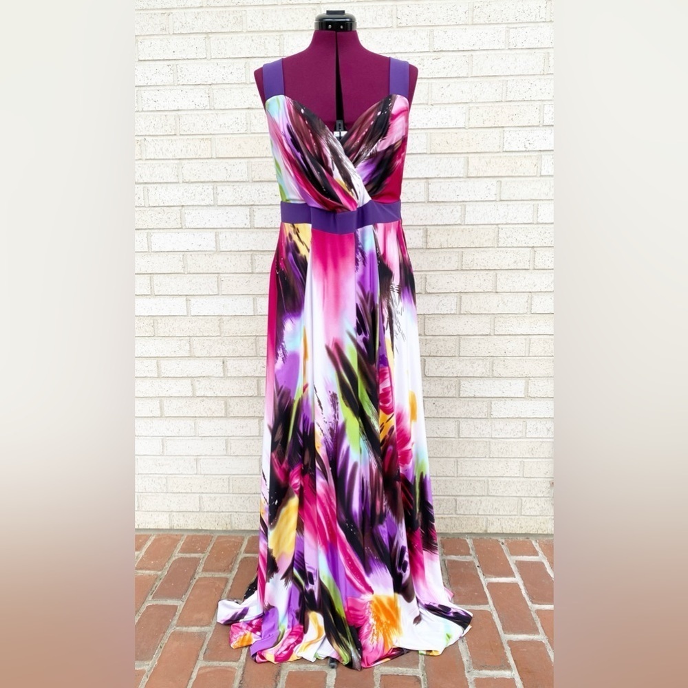 Igigi Colorful Gown Floral Abstract Special Occasion Long Maxi Dress Size 12